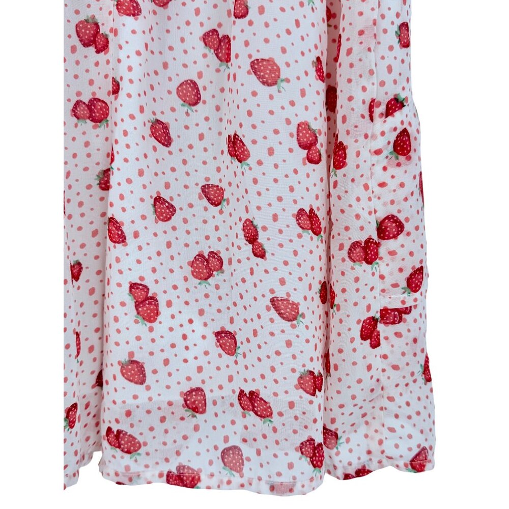 Jopna Cottagecore Strawberry Print Darling Whimsical Soft Girl Croquette Romper - Picture 12 of 16